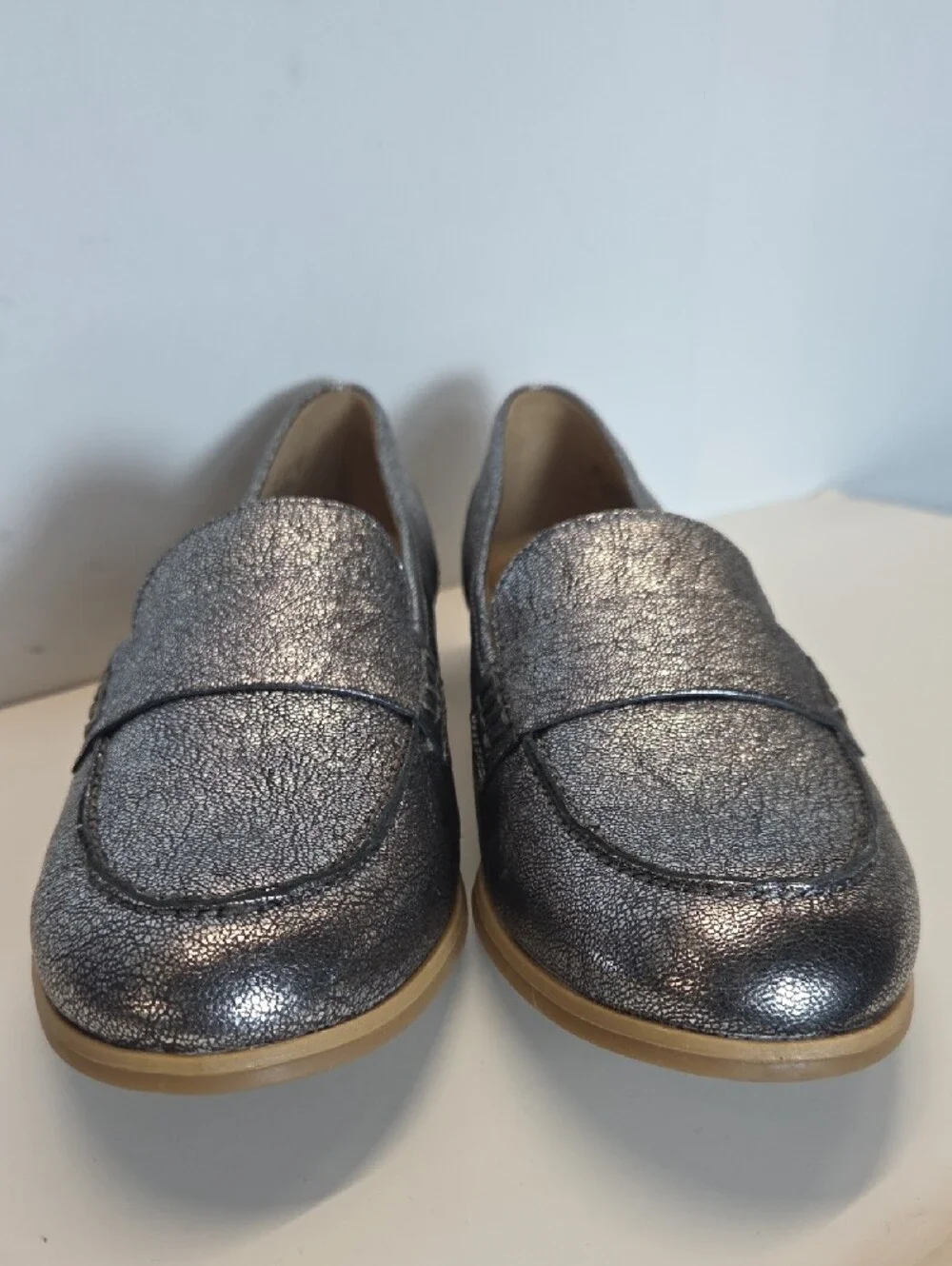 Naturalizer Metallic Silver Penny Loafers Size 11M